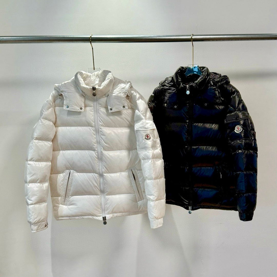 High Shine Black & White Down Coat