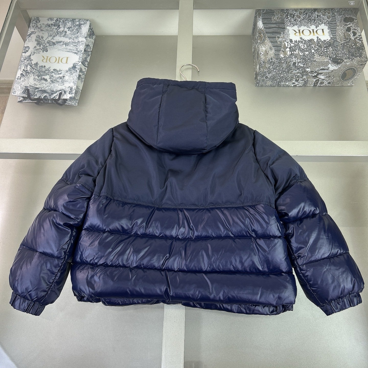KIDS NAVY FRONT POPPER DOWN COAT