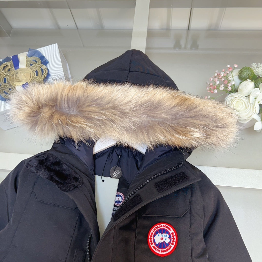 KIDS DOWN COAT - FLUFF HOOD BLACK