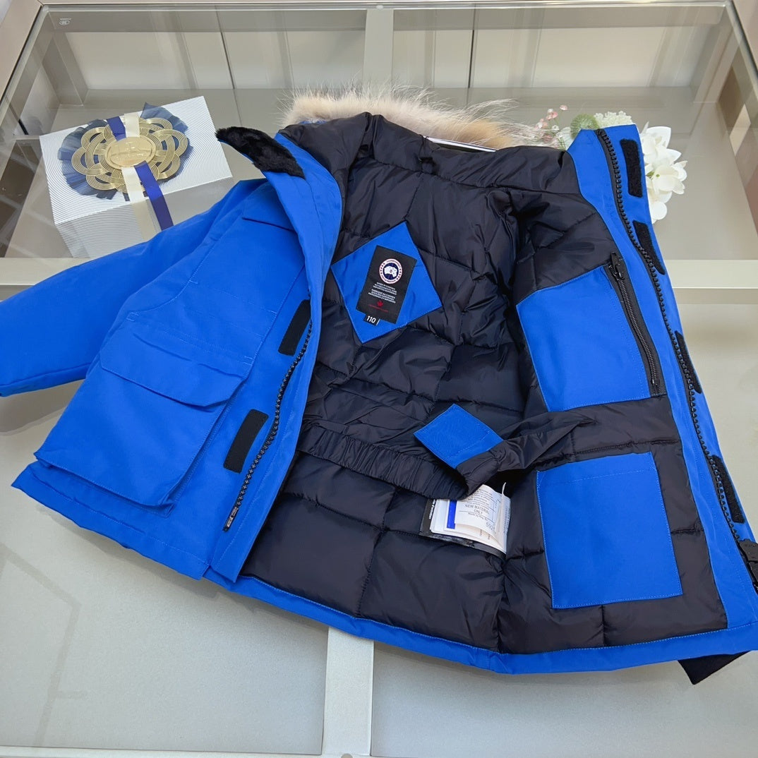 KIDS DOWN COAT- FLUFF HOOD BLUE