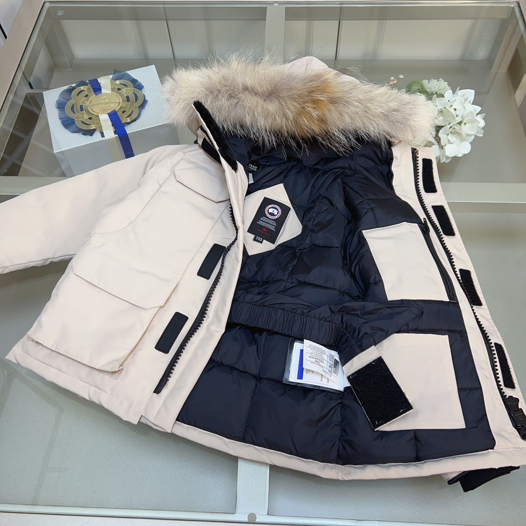 KIDS DOWN COAT - FLUFF HOOD CREAM