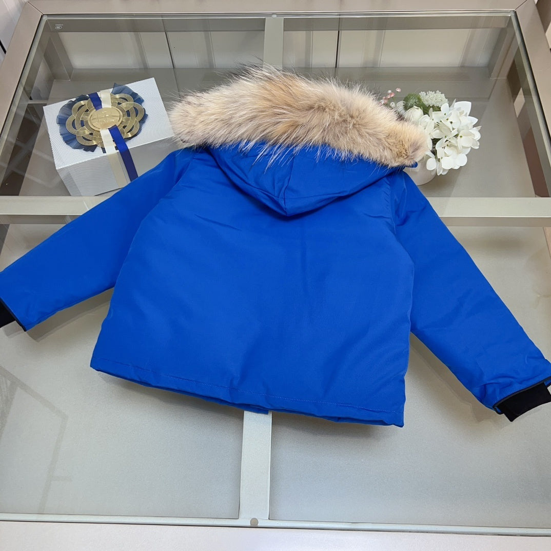 KIDS DOWN COAT- FLUFF HOOD BLUE