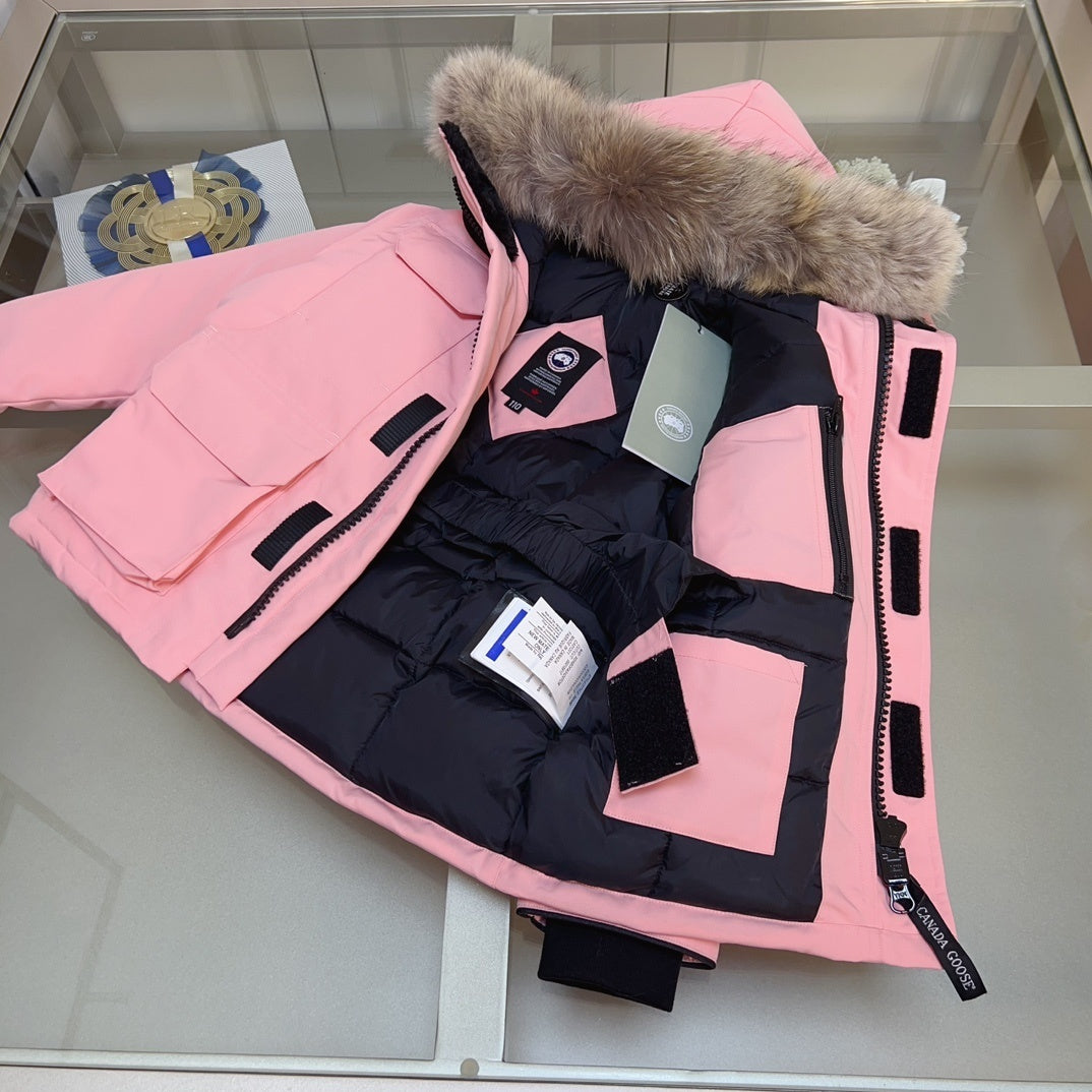 KIDS DOWN COAT- FLUFF HOOD PINK
