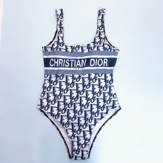 D White & Blue Swimsuit