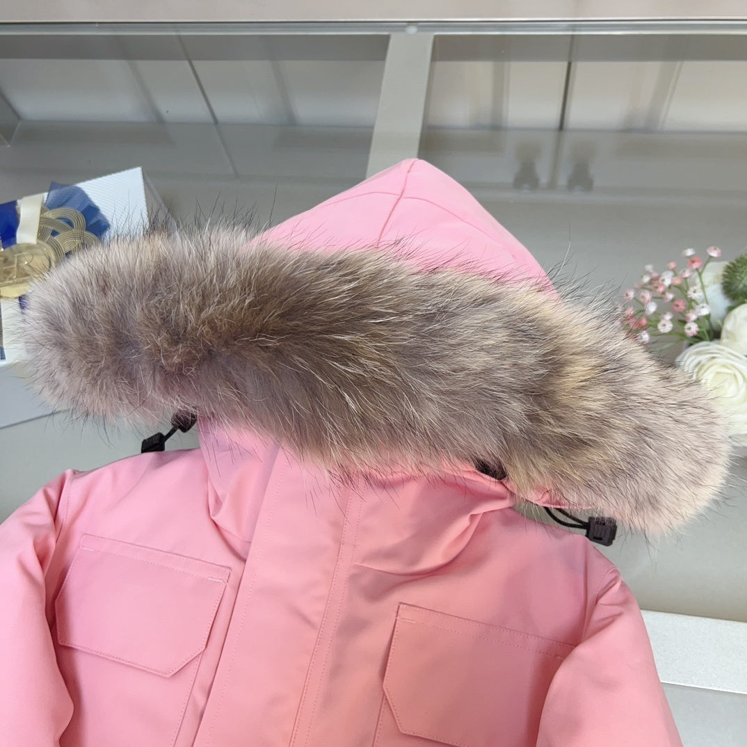 KIDS DOWN COAT- FLUFF HOOD PINK