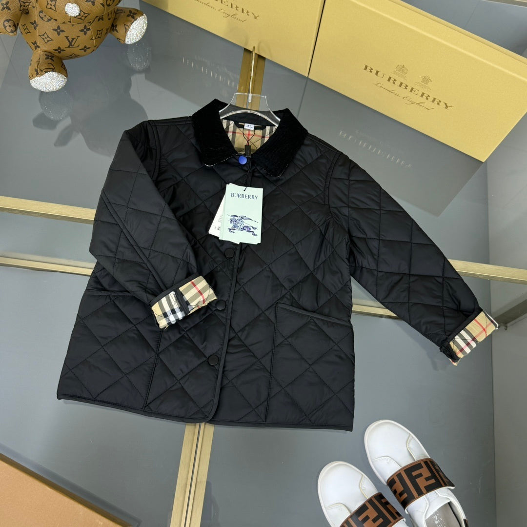 KIDS QUILTED COAT - BLACK