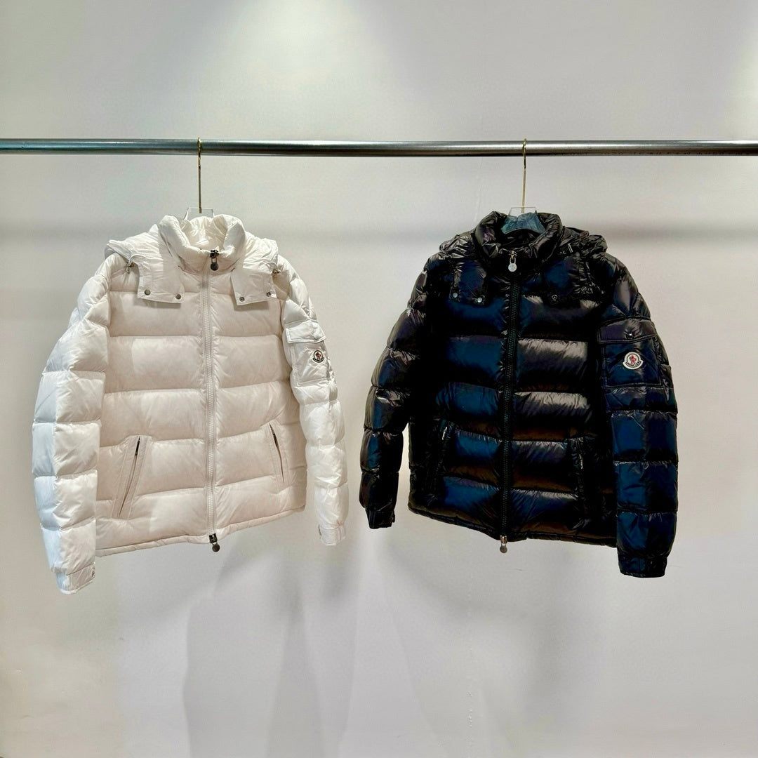 High Shine Black & White Down Coat