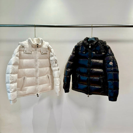 High Shine Black & White Down Coat