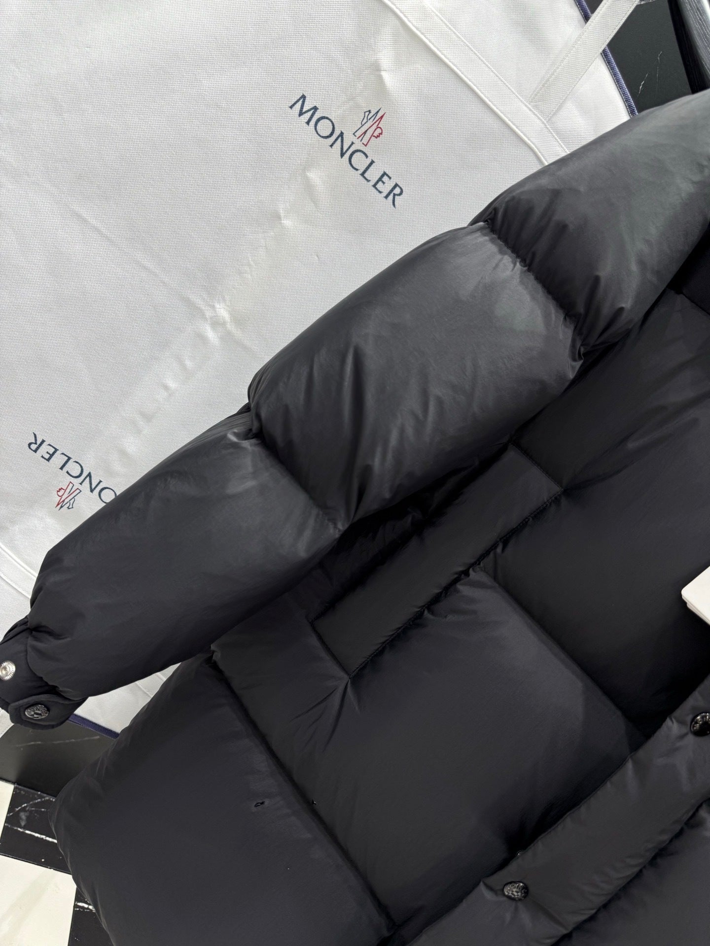 Black Double Collar Long Down Coat