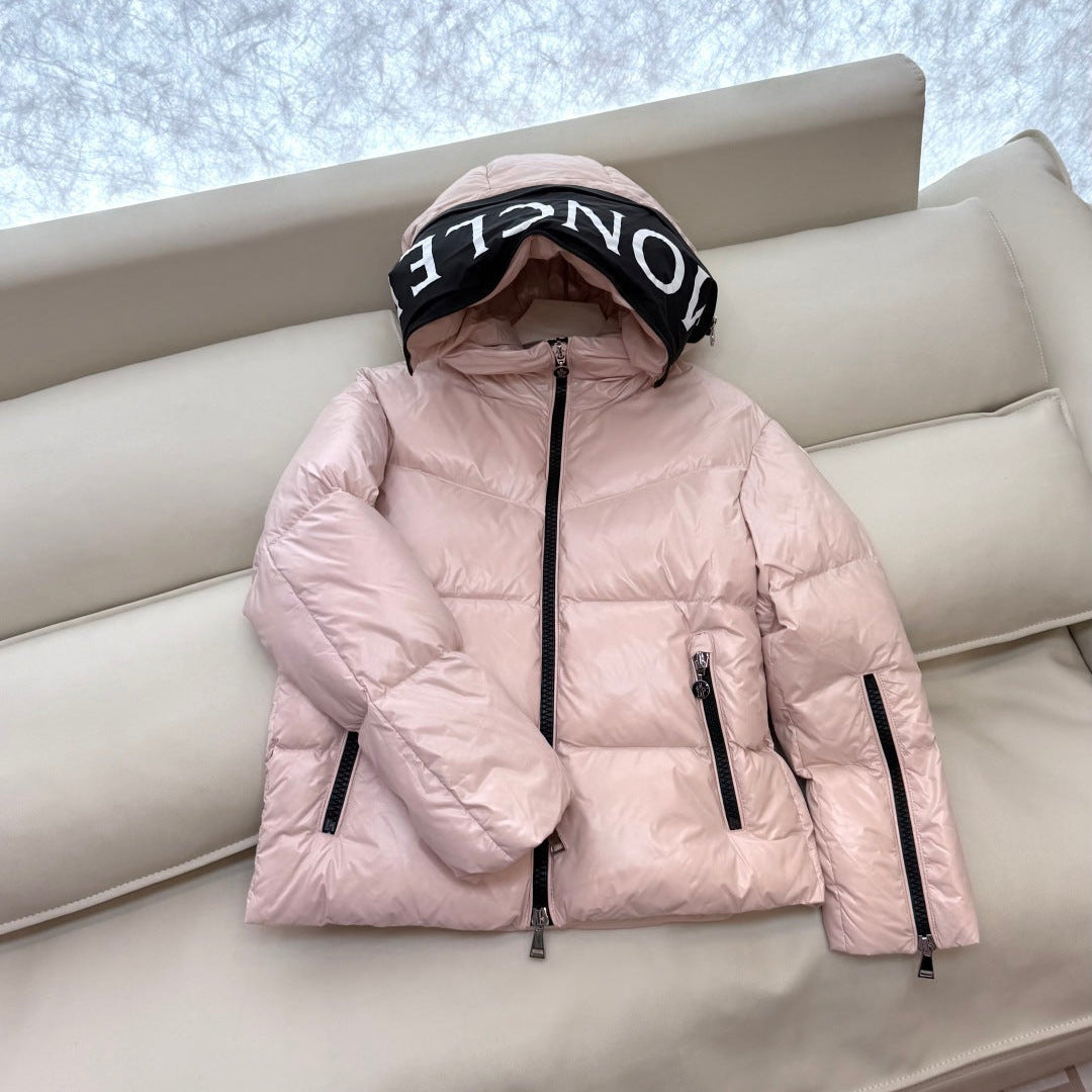 Pink Logo Hood Down Coat