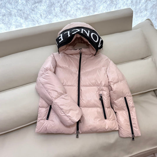 Pink Logo Hood Down Coat
