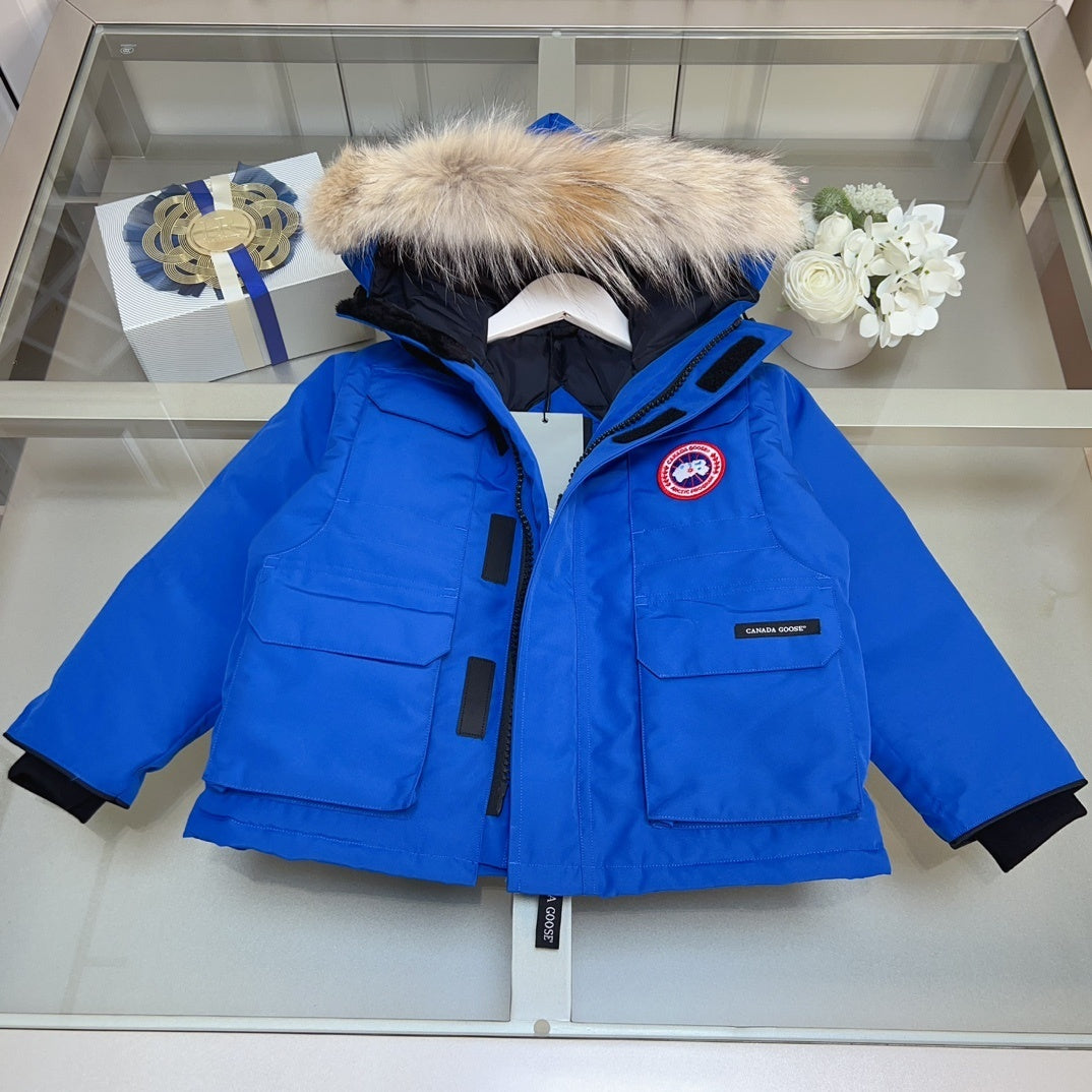 KIDS DOWN COAT- FLUFF HOOD BLUE