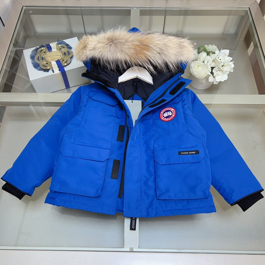 KIDS DOWN COAT- FLUFF HOOD BLUE
