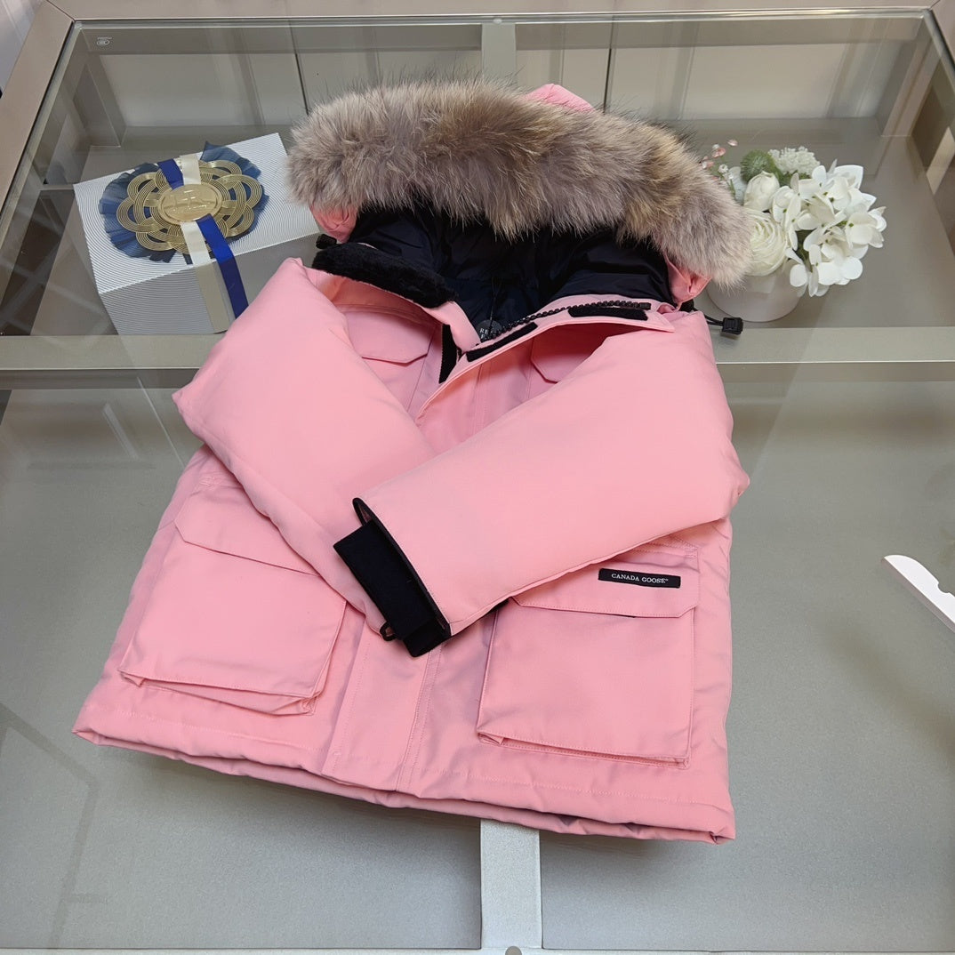 KIDS DOWN COAT- FLUFF HOOD PINK
