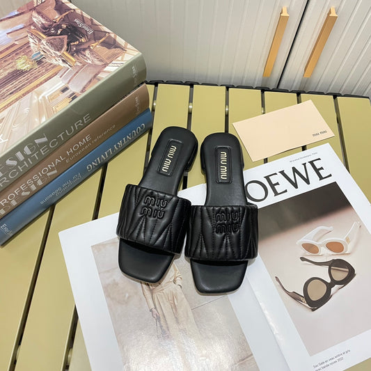 MM Leather Slides Black