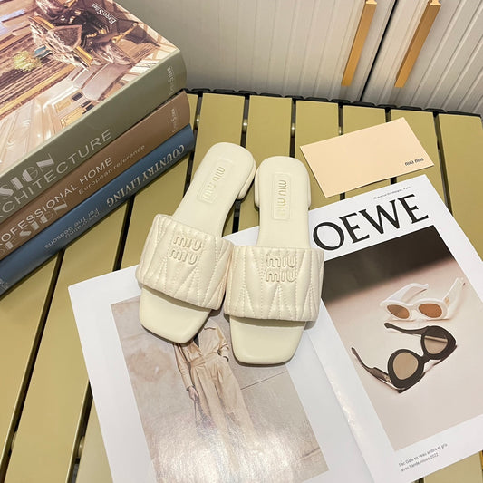 MM Leather Slides Cream