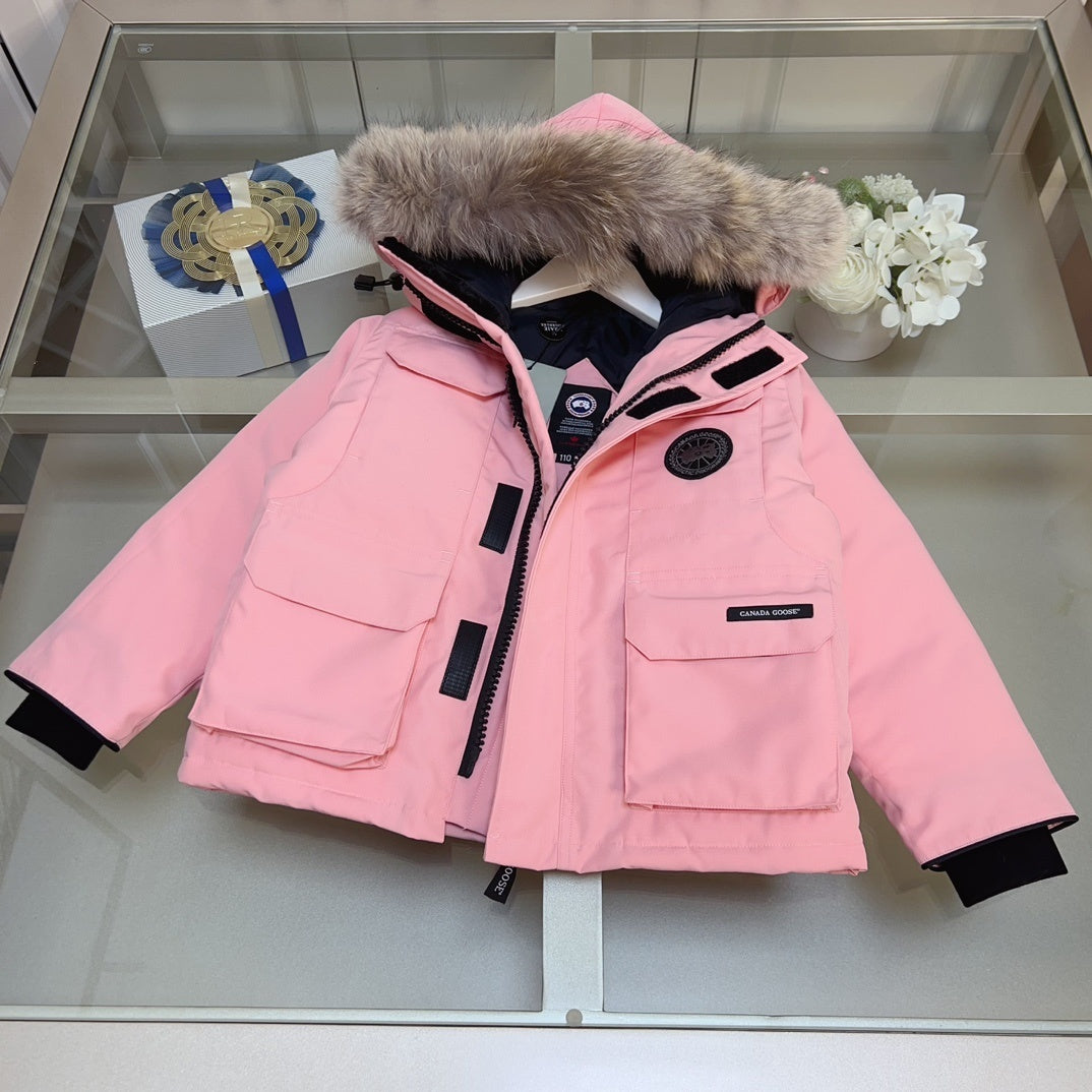 KIDS DOWN COAT- FLUFF HOOD PINK