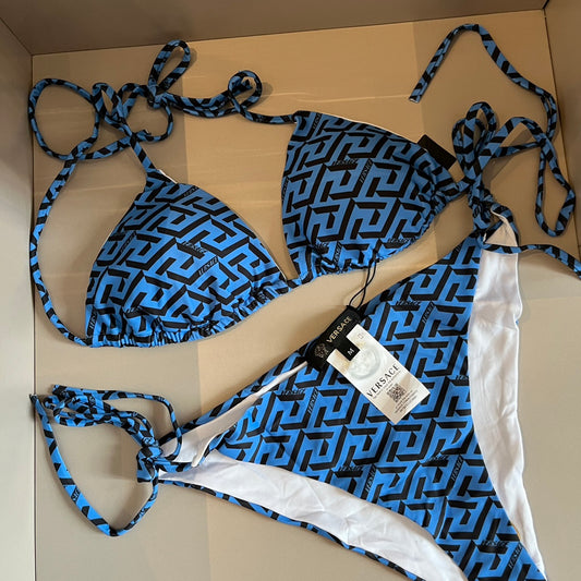 V Blue & Black Bikini