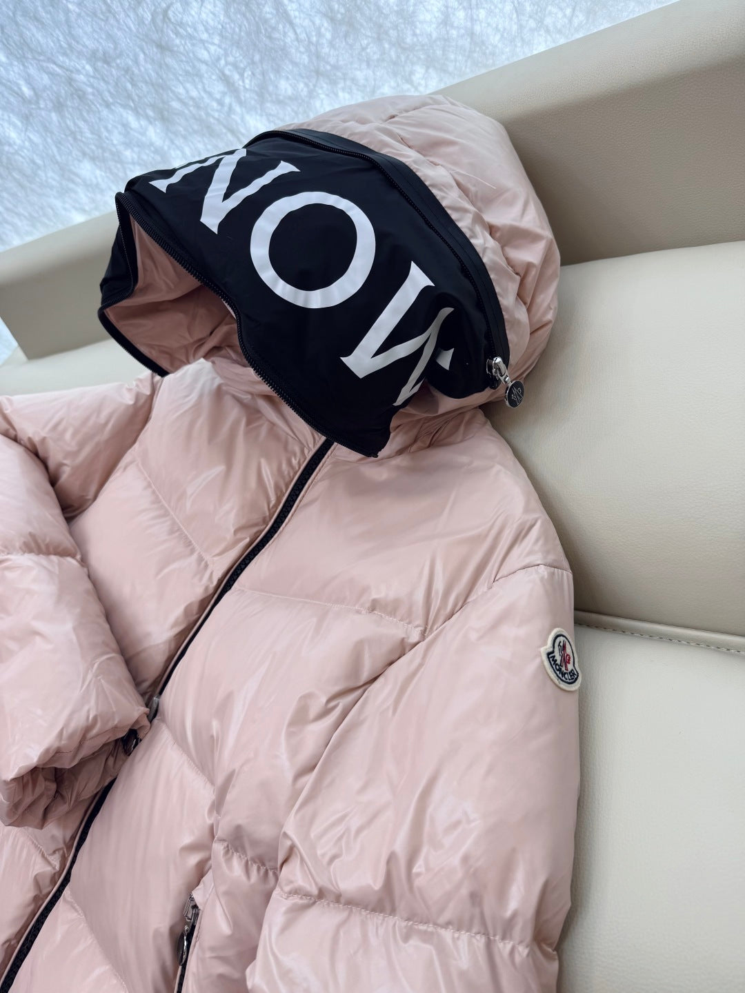 Pink Logo Hood Down Coat