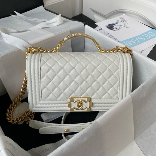 CC White & Gold Bag 25x18x8cm