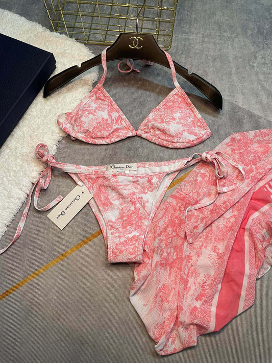D 3 Piece Print Bikini (with sarong)