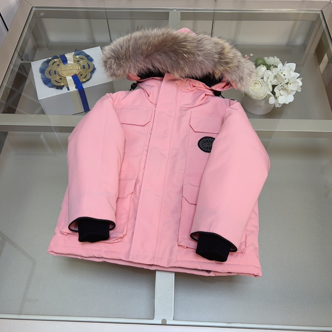 KIDS DOWN COAT- FLUFF HOOD PINK