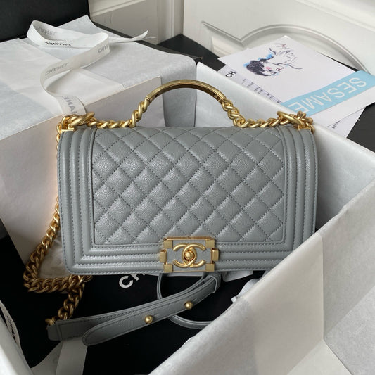 CC Grey & Gold Bag 25x18x8cm