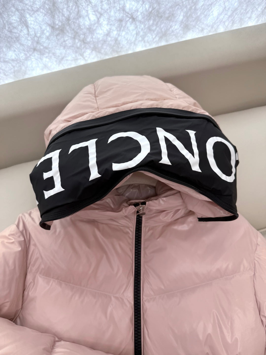 Pink Logo Hood Down Coat