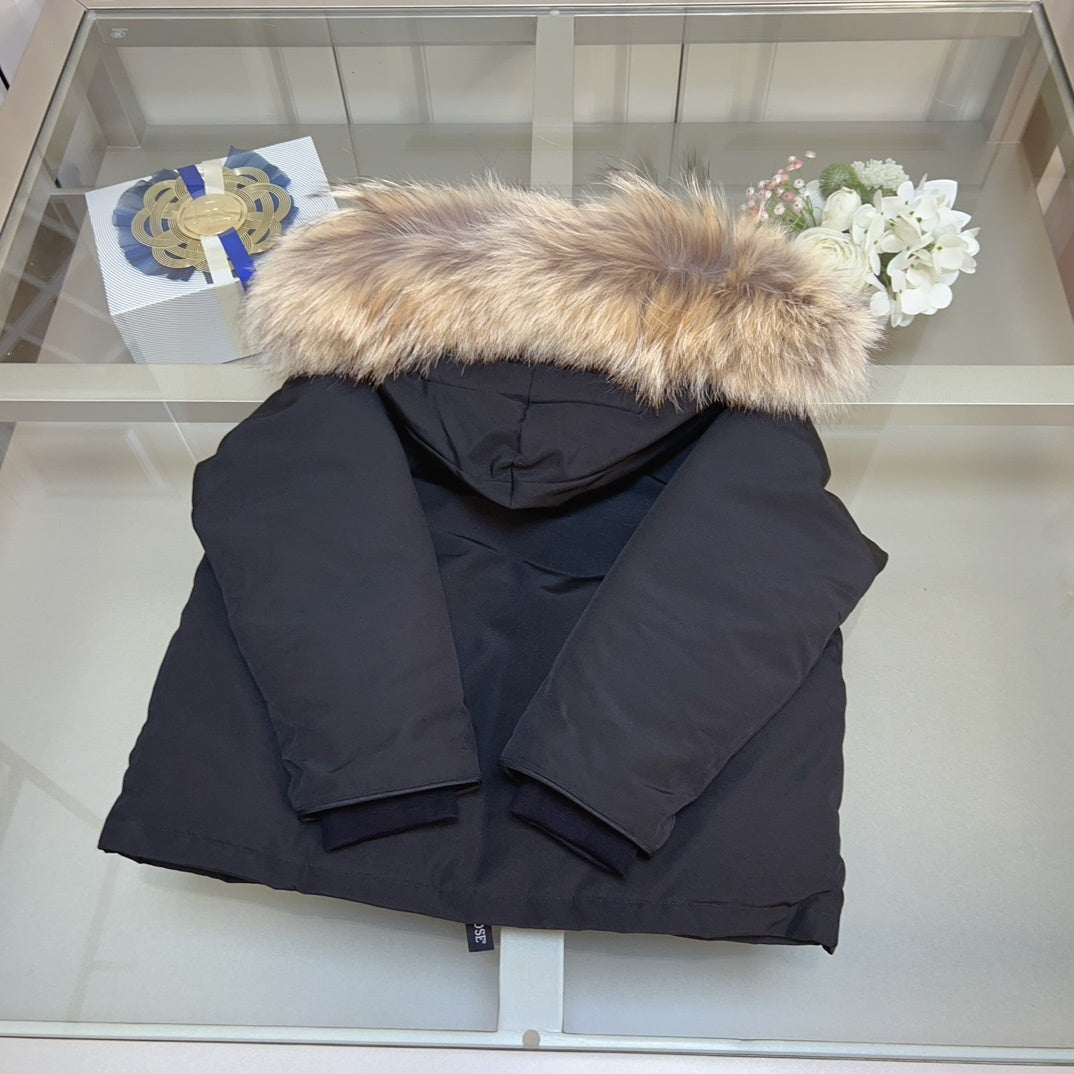 KIDS DOWN COAT - FLUFF HOOD BLACK